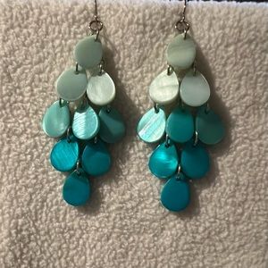 Turquoise Shell Chandelier Hook Earrings